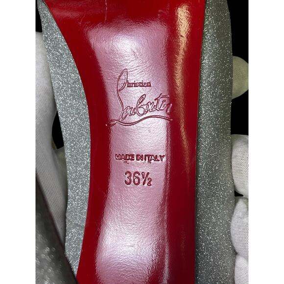 Christian Louboutin Glitter D'Orsay Peep Toes Pumps Size 36.5EU 6.5W Box & COA - Picture 9 of 16
